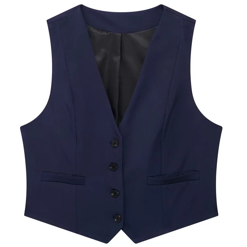 HXAO Short Vests For Women Sleeveless Blue Black White Khaki Waistcoat Women's Tailored Vest Solid Summer Vest Working Vest 2024