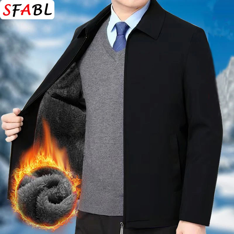 Luxury Thicken Padded Blazers for Men Social Jackets Men's Winter Jacket Windbreak Fleece Lining Business Office Dress Coat XXXL