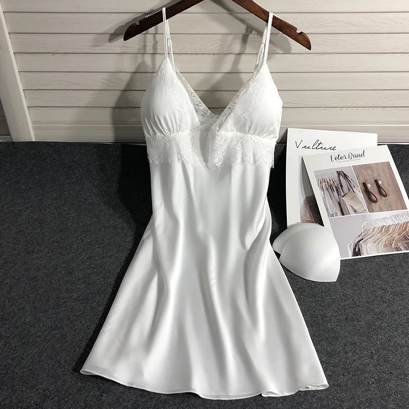Women Pajamas Five Piece Set Spring Summer Sleepwear Nightgown Sexy Lace Bath Robe Gown Loose Silk Satin Home Wear Loungewear