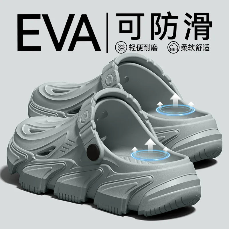 Thick soled perforated shoes for men, 2026 new model for home use, anti slip, wear-resistant, breathable and not tiring