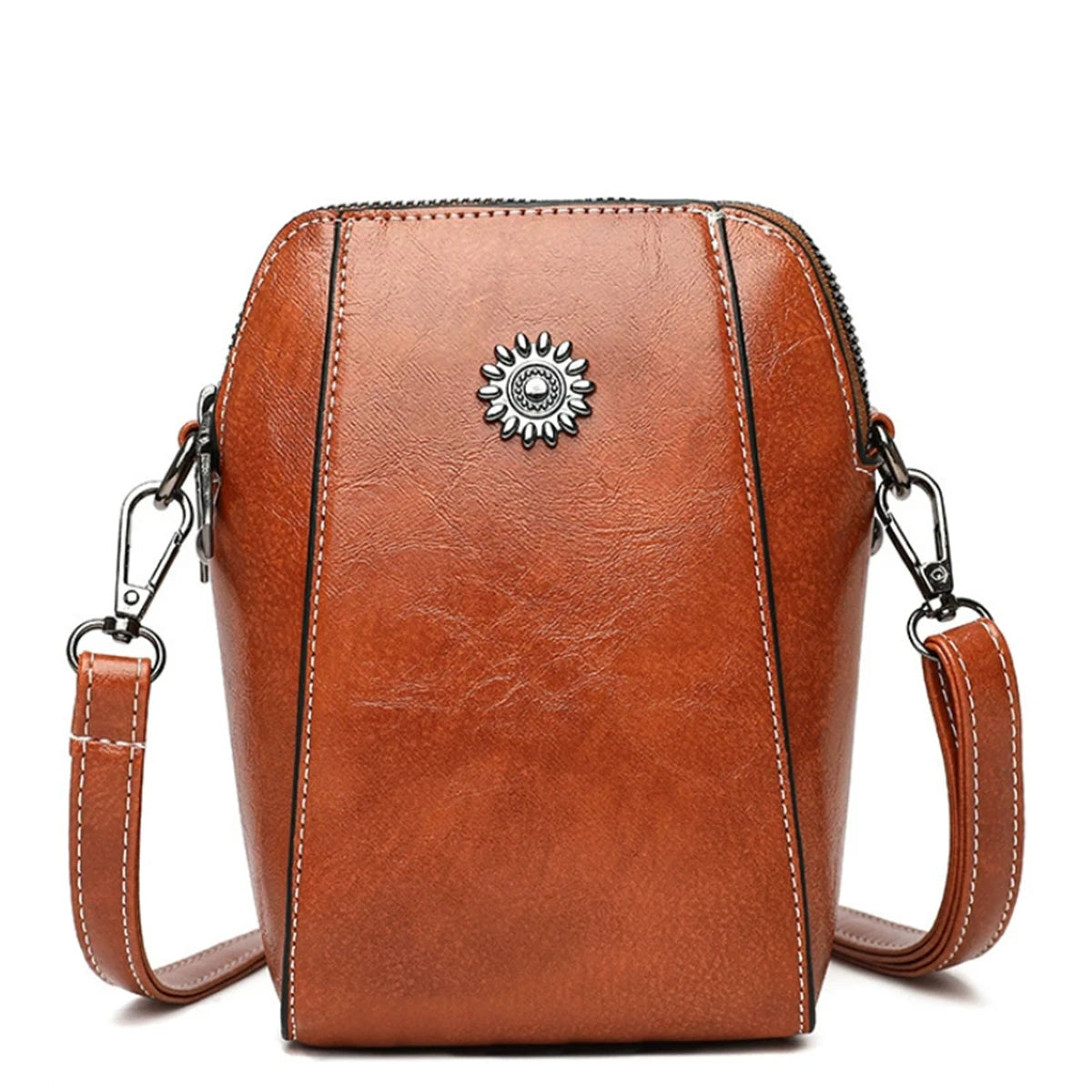 Ladies' Fashionable Soft Leather Single-Shoulder Bag, Trendy Vertical Design Crossbody Bag, Portable Phone Storage Bag