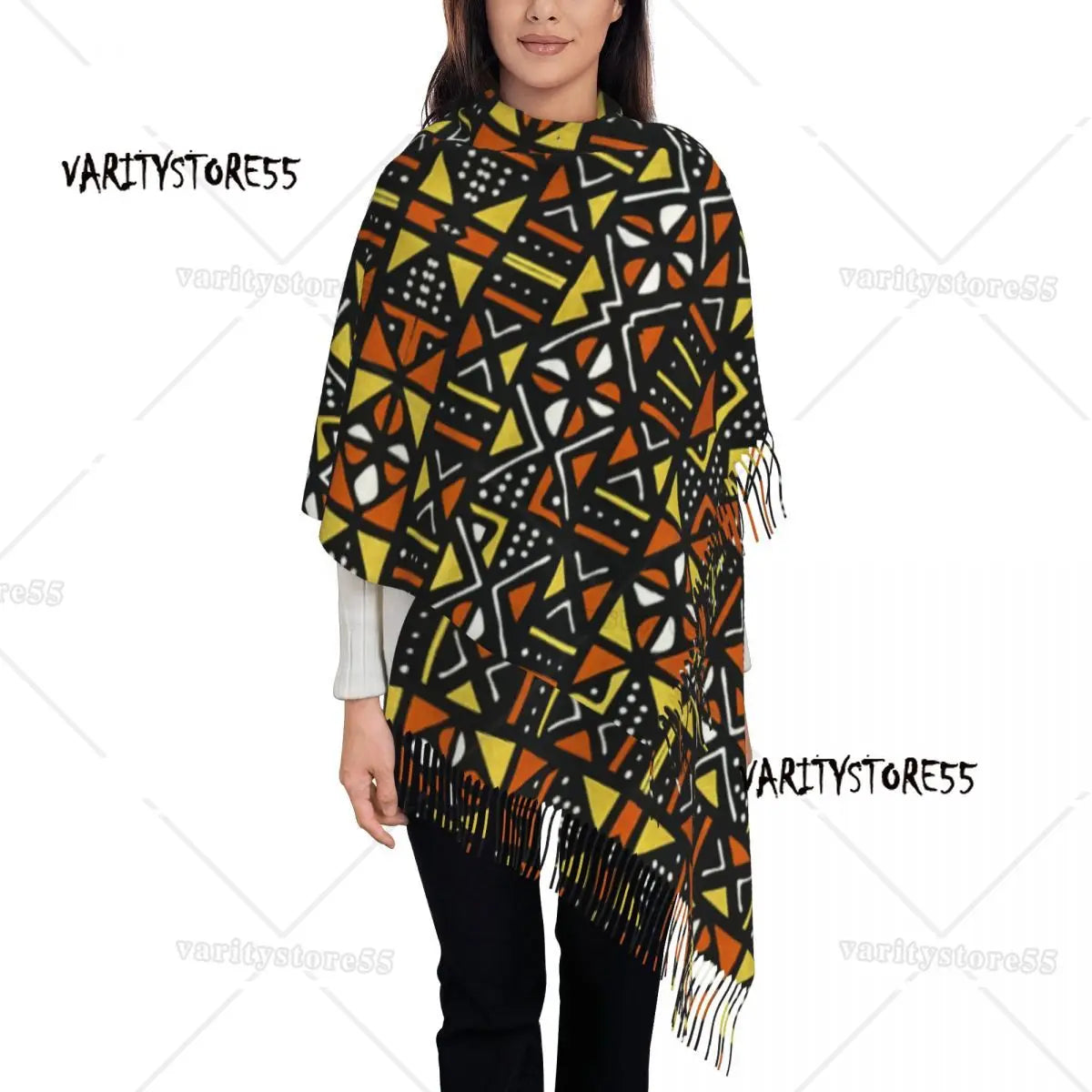 Custom Printed African Bogolan Scarf Men Women Winter Fall Warm Scarves Africa Ethnic Tribal Art Shawl Wrap