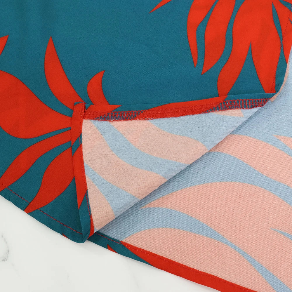 One Shoulder Tropical Print Maxi Dress for Women Split Hem Elegant Casual Style Woven Spring/Summer/Fall Vestido