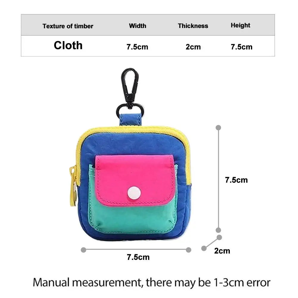 Dopamine Color Mini Wallet Keychain Coin Purse Mini Zipper Earphone Bag Cute Backpack Accessory Pendant Gift for Women