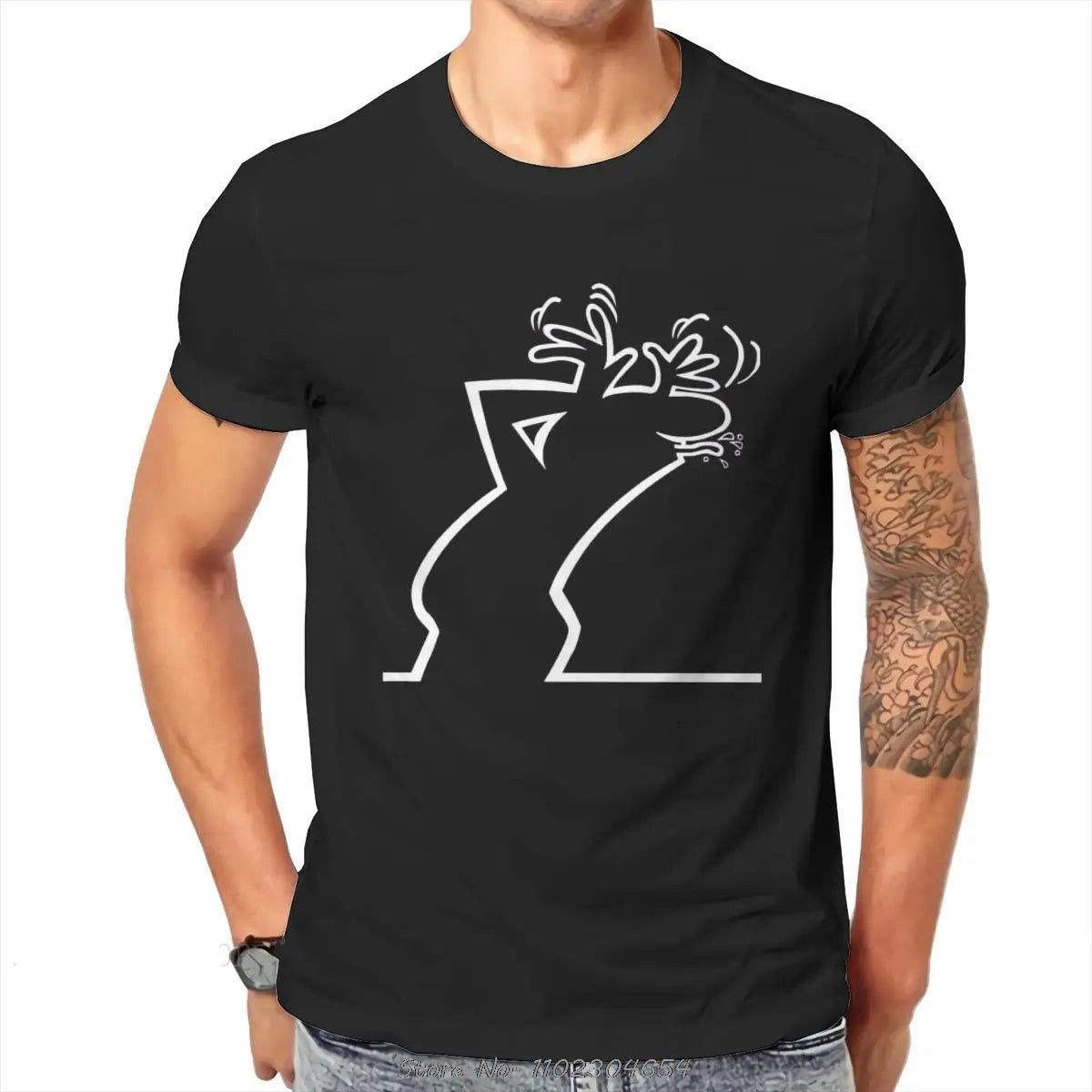 La Linea Bilder Foto Upload TShirt Men Alternative Casual O-neck Cotton T-Shirt Funny Tees Harajuku Streetwear