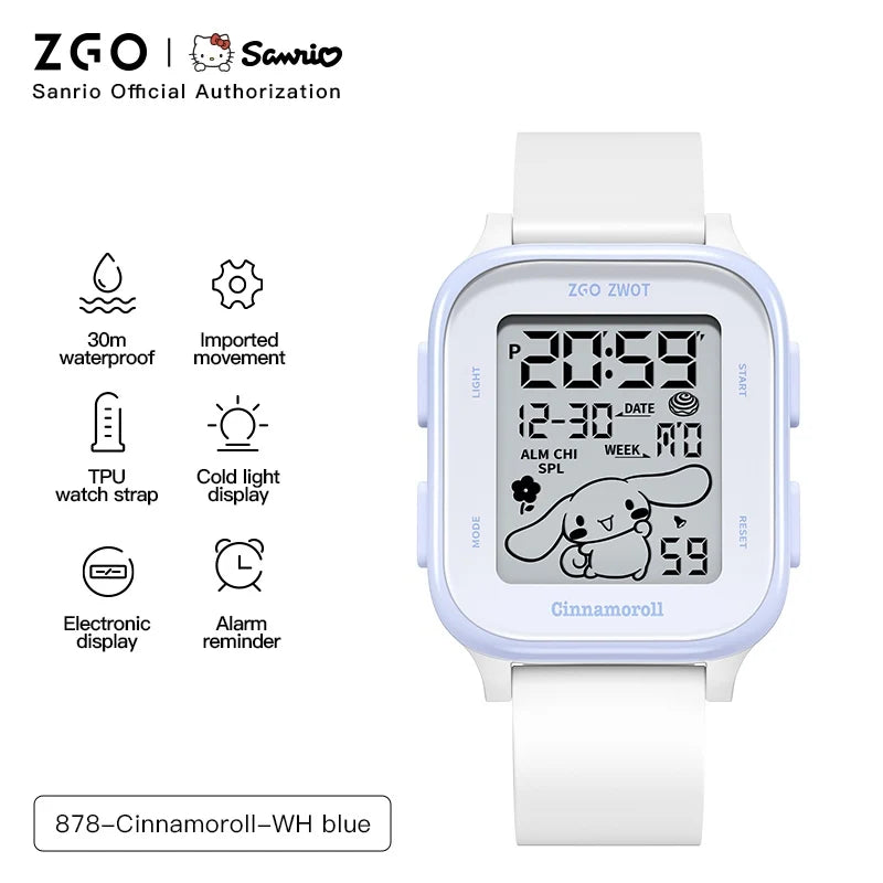 ZGO X Sanrio Hello Kitty Watch For Girls Student Kids' Electronic Watches Waterproof Sports Wristwatch Girl Child Gift Box 878