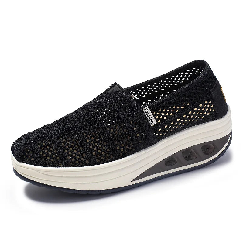 Women's Mesh Breathable Loafers Solid Color Slip On Summer Platform Sneakers Women Walking Casual Shoes Zapatos Mujer WSH5094