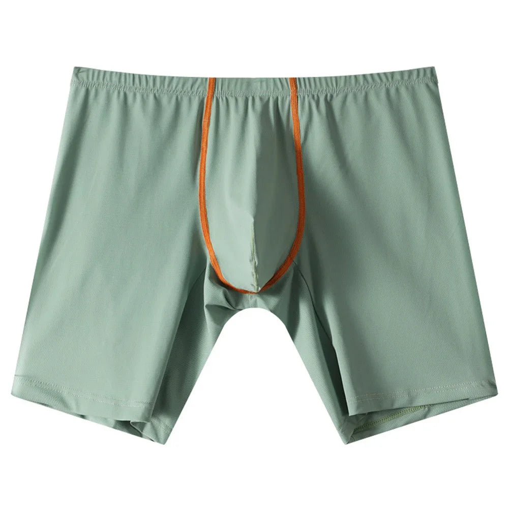 Mens Ice Silk Underwear Lengthened Sexy Lingerie Soft Boxer Briefs Casual Underpants Men Sports Solid Color 5Color Men's Panties