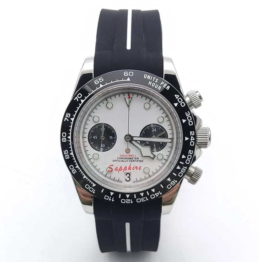 39mm VK64 Quartz Chronograph Men's Watch Sapphire Glass Waterproof Sport quartz watches Stainless Steel Strap Reloj Hombre