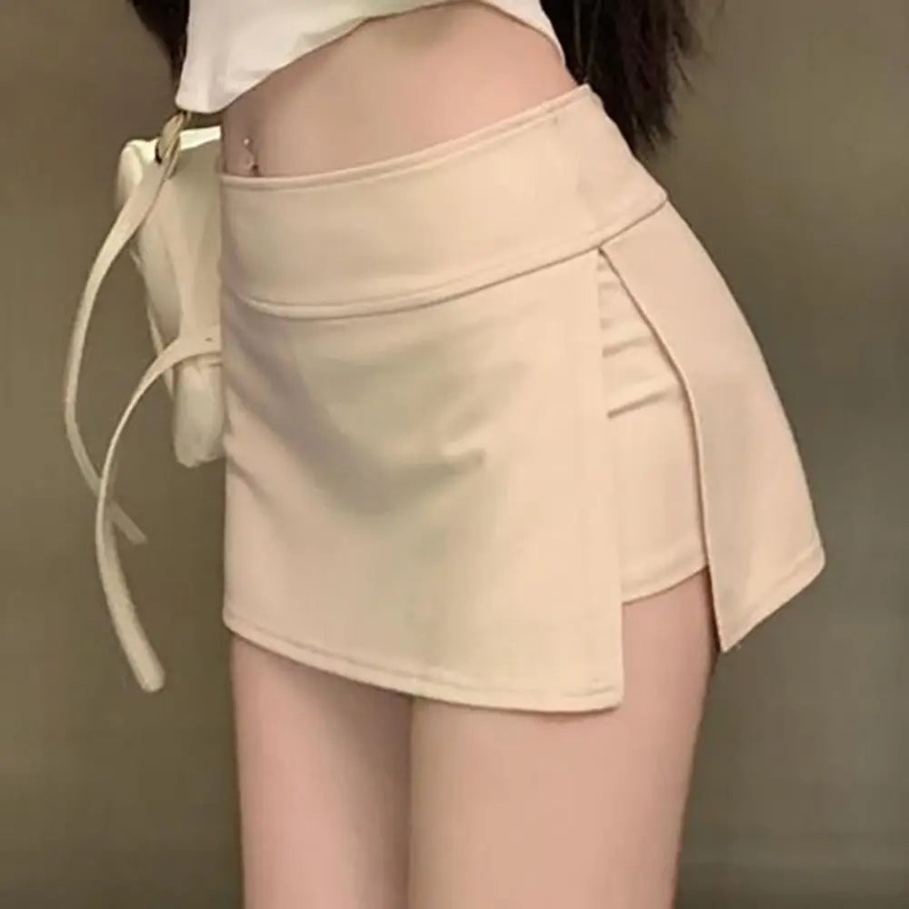 Simple High Waist Women's Skirt Pants Solid Color Sexy Sports Short Skirt Side Slit Anti Glare Pencil Skirt Ladies