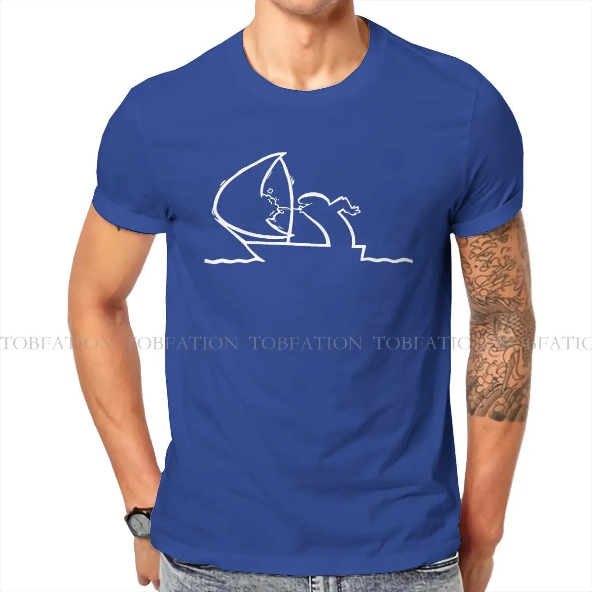 Sailing TShirt For Men La Linea The Line Osvaldo Cavandoli TV Camisetas Style T Shirt Comfortable Print Loose