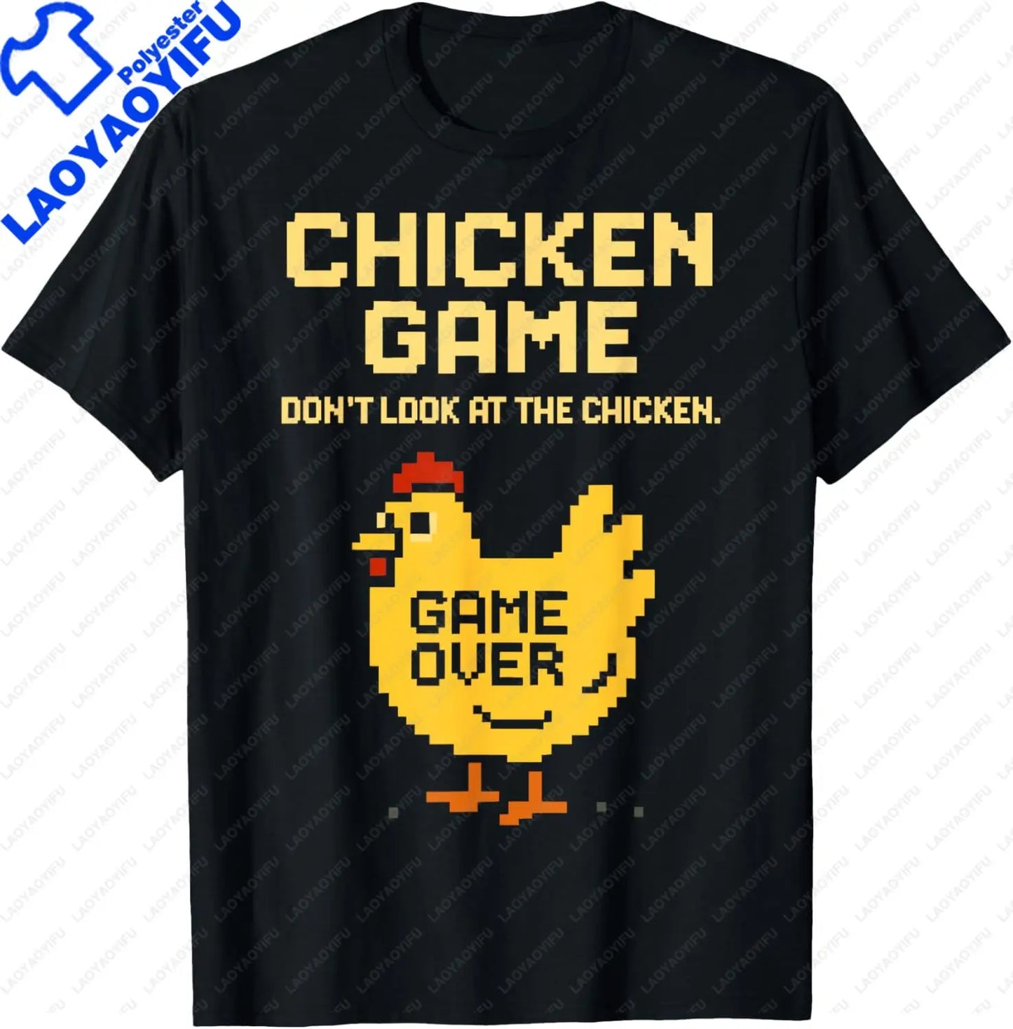 Chicken Game Don't Look At The Chicken Funny Chicken T-Shirt Custom Printed Graphic T Shirt Mens Clothing Ropa Hombre
