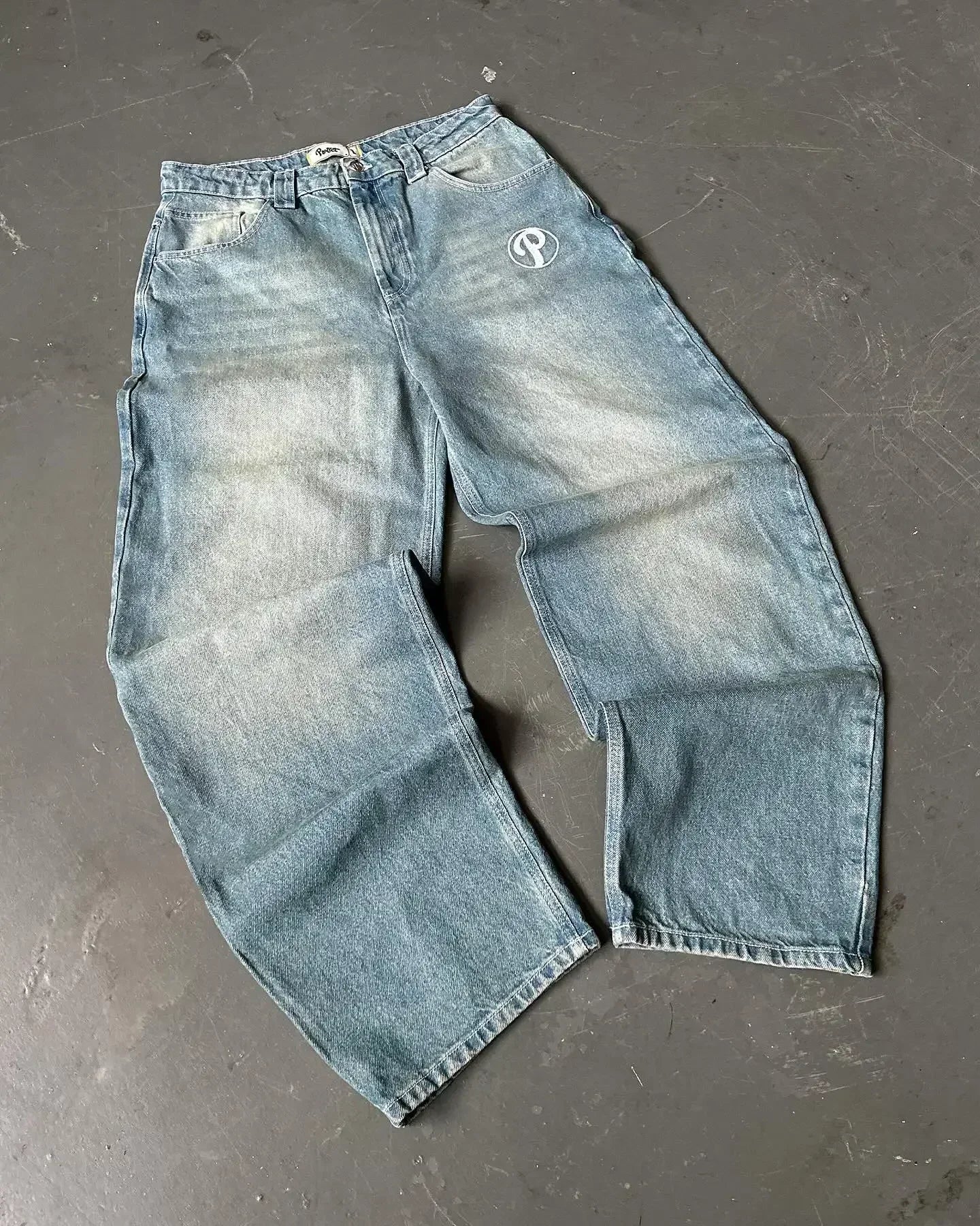 Y2K New Revival Mens Jeans Foliage Bootcut Women Gothic Blue Denim Embroidery Pocket Hip Hop Harajuku Wide Pants Street Wear