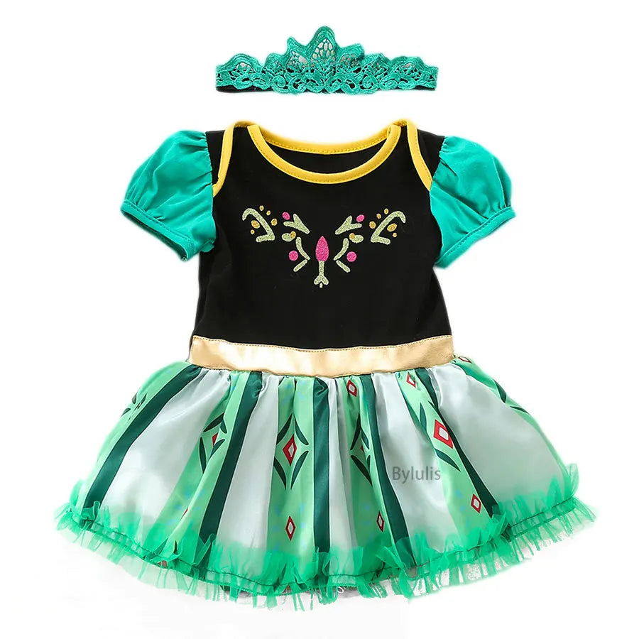 Baby Girls Costumes Kid Romper Tutu Dress with Headband Infant Baby Girl Princess Alice Clothes Aurora Belle Dress Party Costume