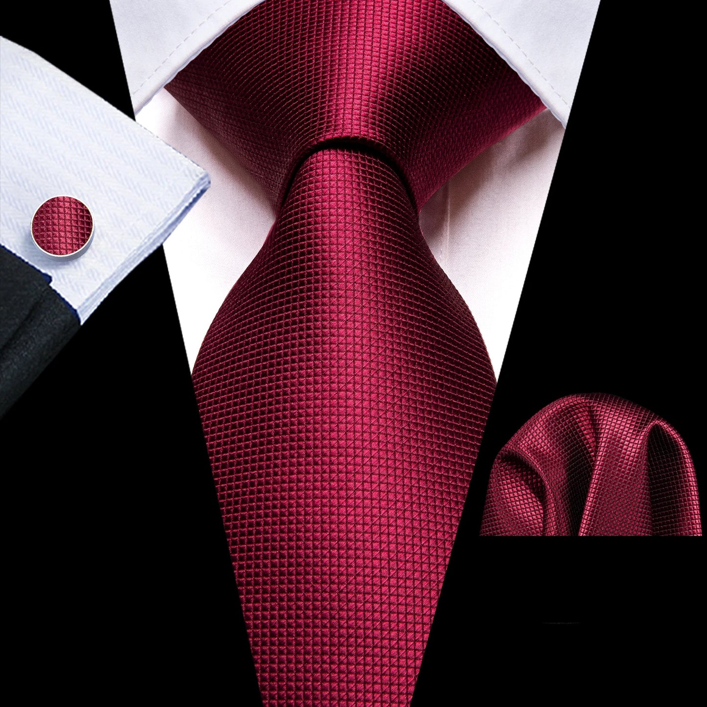 Exquisite Rust Red Silk Ties For Men Designer Pasiley High Quality Handkerchief Cufflinks Set Wedding Party Business Barry.Wang BAZAARHUBO