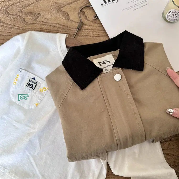 Kids Windbreaker New 2026 Spring Autumn Fashion Korean Casual Baggy Simple Style