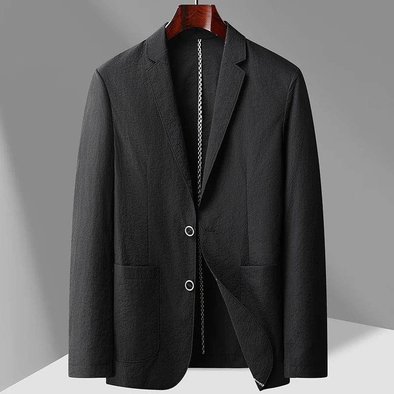 Summer thin suit men's jacket fashion handsome casual high-grade sense of light luxury suit jacket single west sun-protective cl