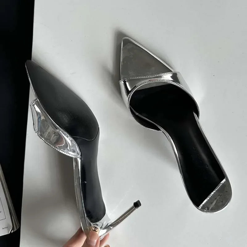 Eilyken New Arrived Pointed Toe Thin High Heels Slippers Women Strippers Sandals Sexy Mule Slides Summer Shoes