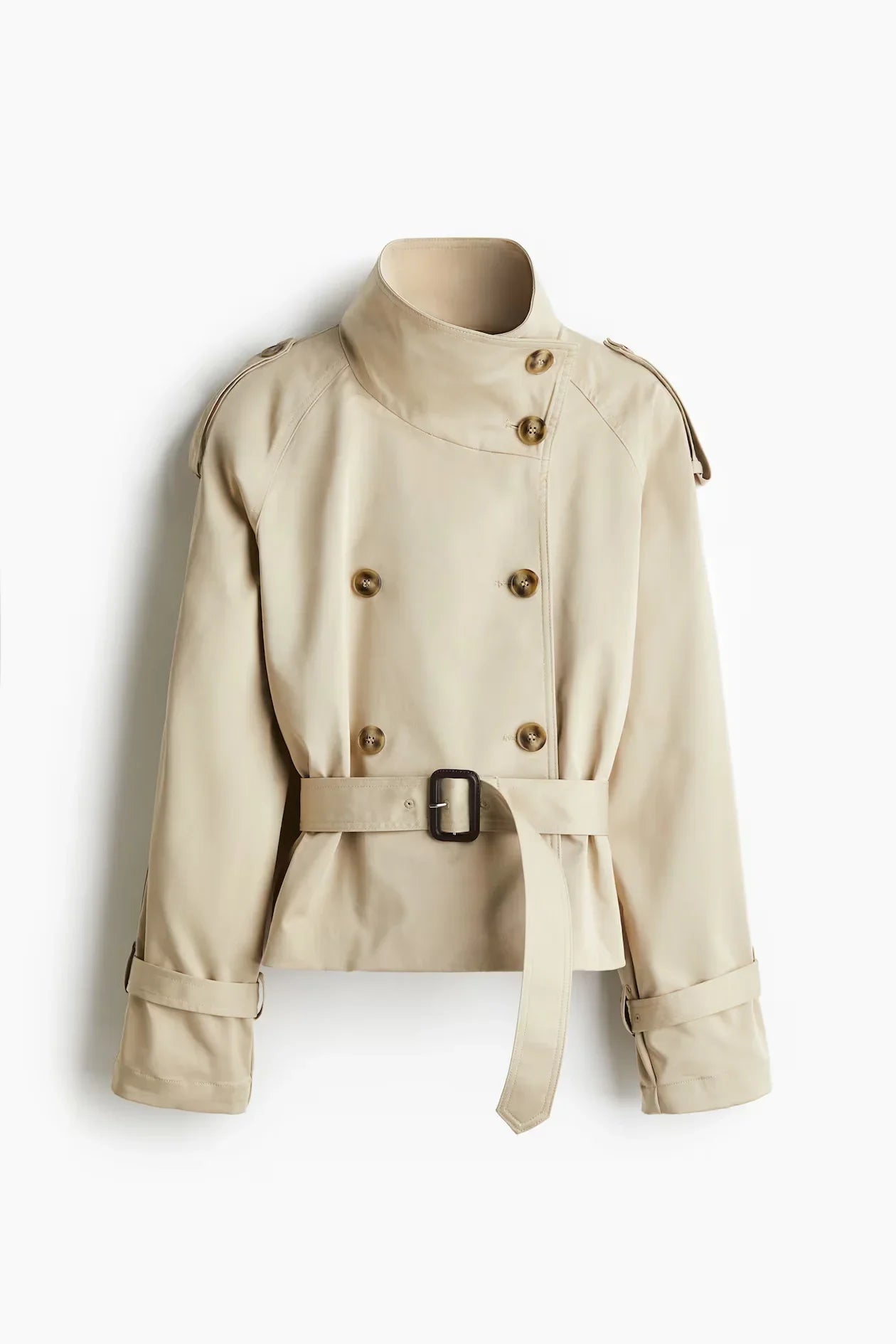 Fashion Women's Short Belt Jackets Long Sleeve Stand Collar Double Breasted Female Coat 2025 Autumn Lady Solid Outwear