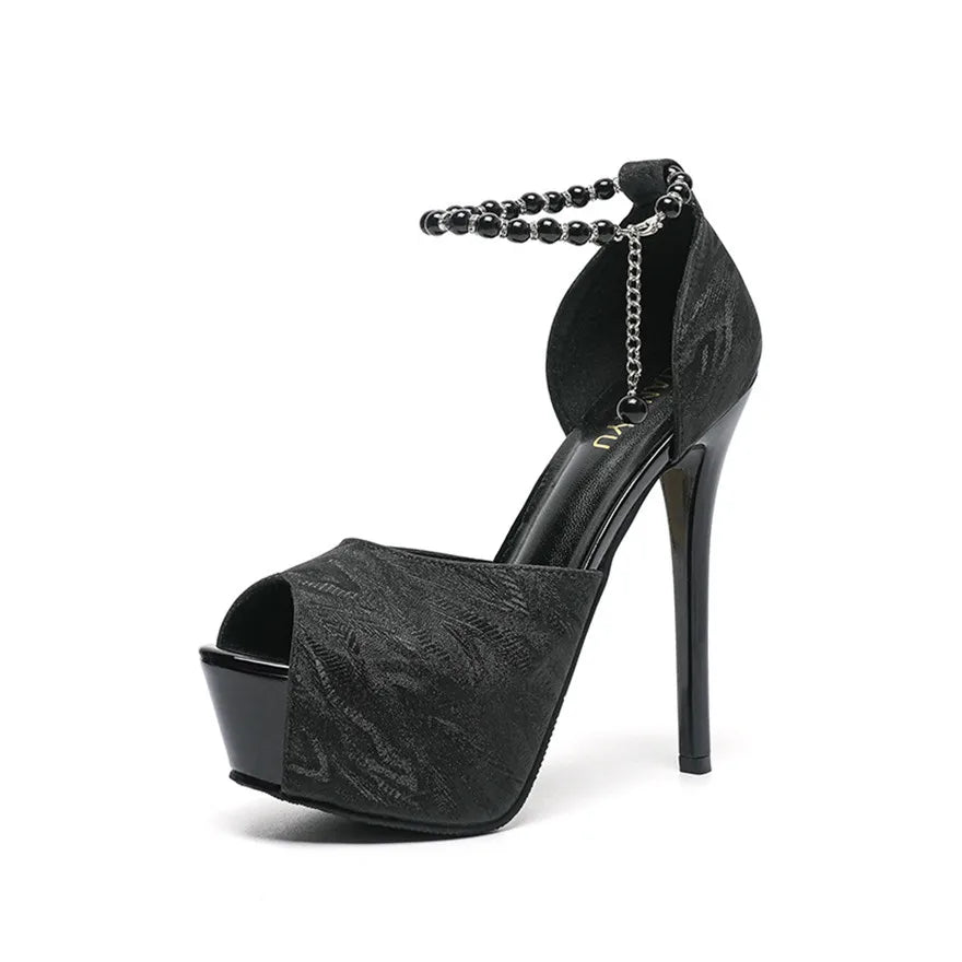Peep Toe Fashion Rivet Buckle Women Sandals Summer Black Pink Platform Patent Leather High Heels Hollow Party Ladies Bride Shoes
