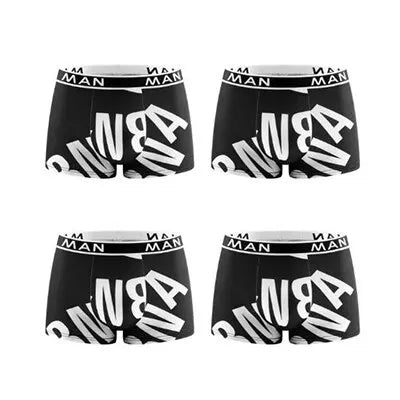 4Pcs Fashion Men Panties Seamless Letter Printed Underpants Breathable Man Underwear Plus Size Male Boxer Calzoncillo Hombre Hot