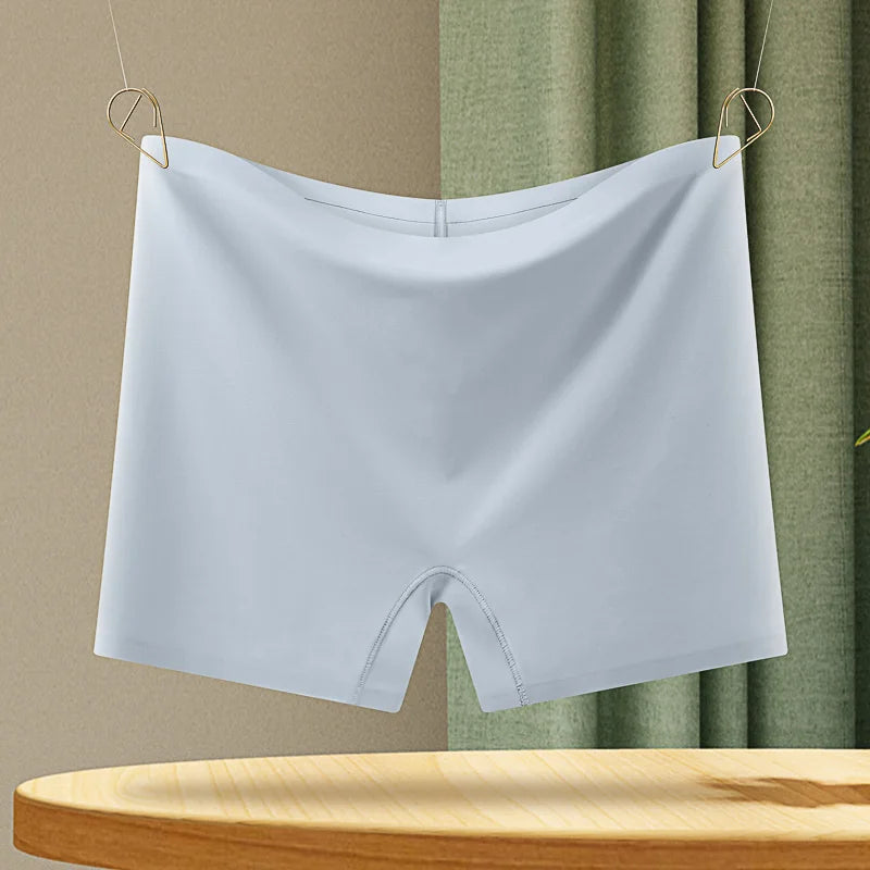 Womens Nylon Ice Silk Seamless Boyshort Underwear Anti-See-Through Breathable Non-Curling Safety Pants