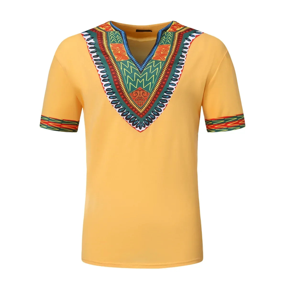2026 Men's African Traditional Clothing Men Dashiki Short Sleeve T-shirt Fashion V-neck Printed Ethnic Style Casual Tops for Men