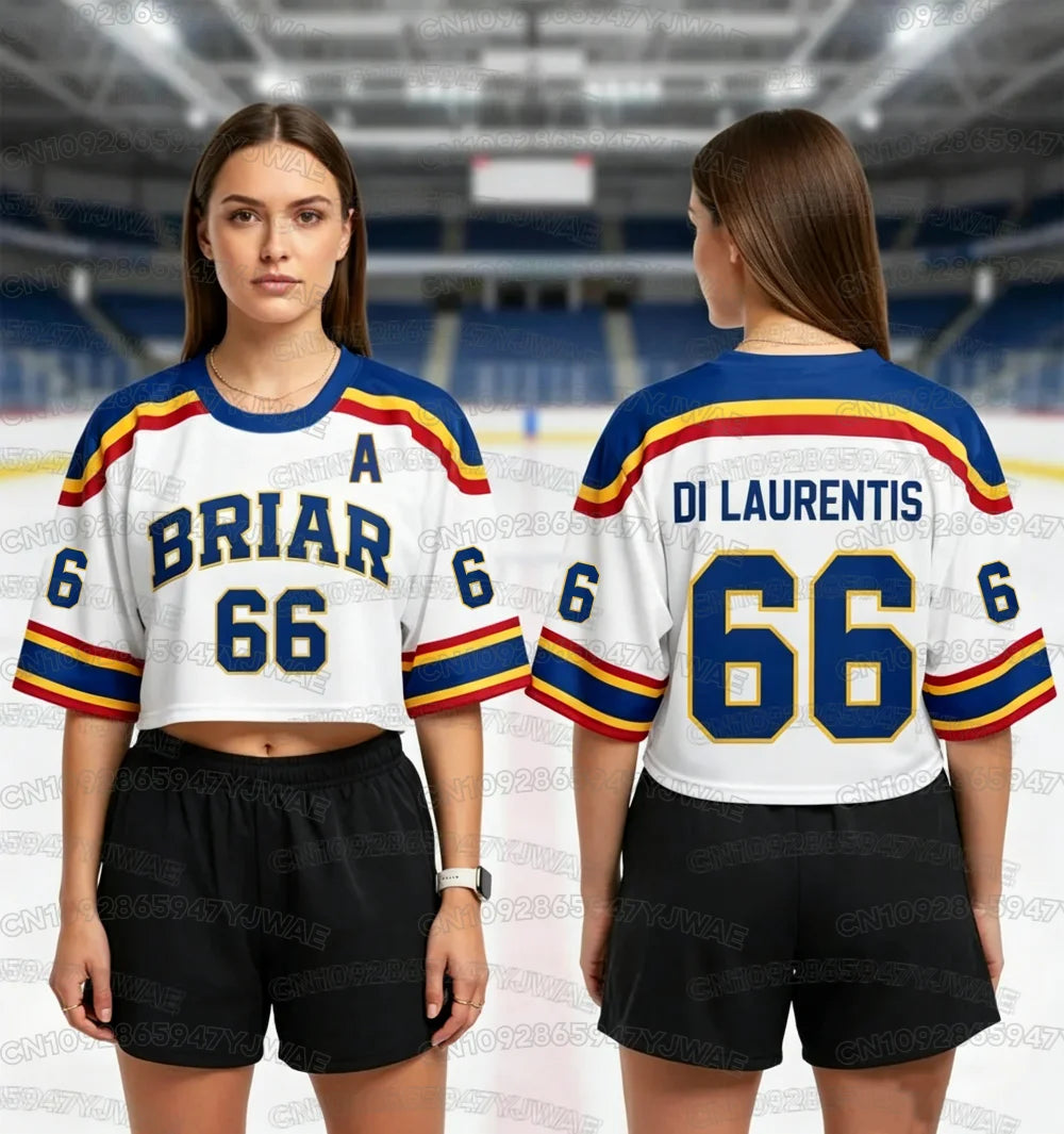 Summer Women's Off Campus Briar University Graham 44 DI LAURENTIS 66 Crop Top Football Jersey Short Sleeve Crop T-shirt Tops
