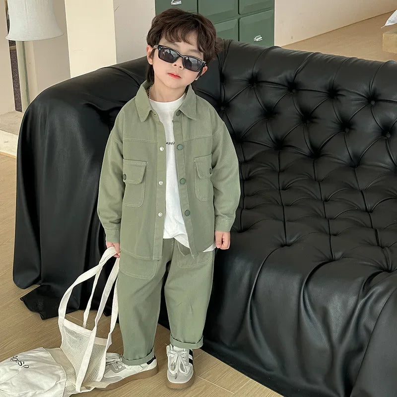 Boys' suit 2025 autumn new fashionable top pants sports casual workwear children's clothing jacket