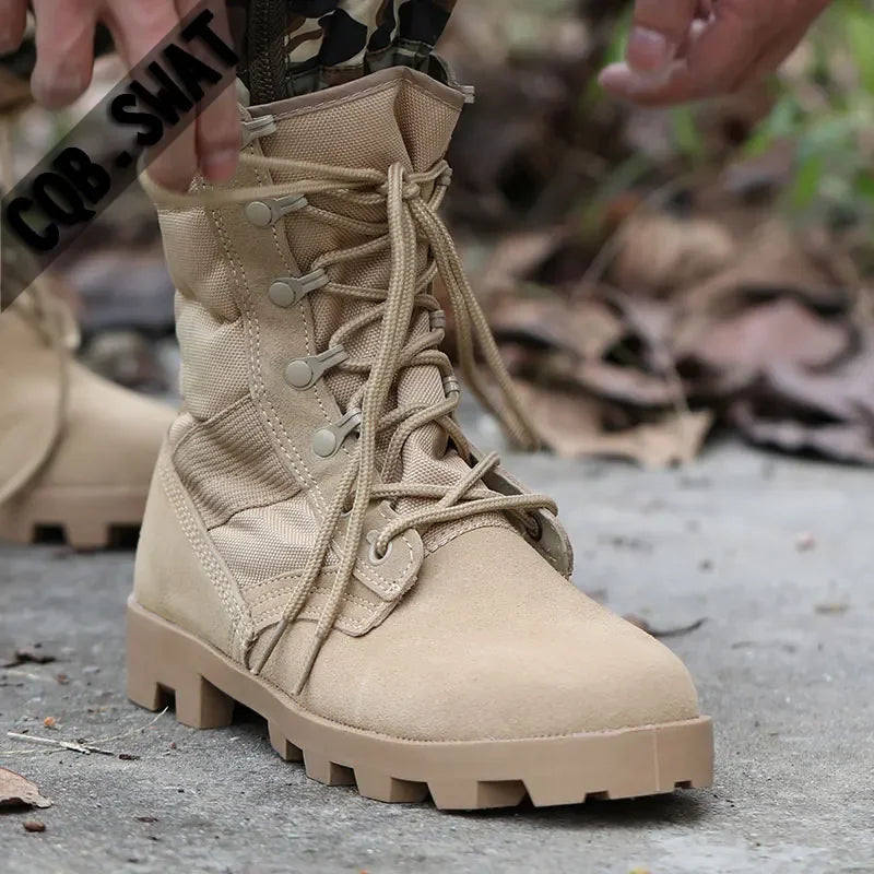 2024 Winter Tactical Boots Men Breathable Camouflage Desert Safety Shoes Combat Boots Outdoor Climbing Hiking Shoes