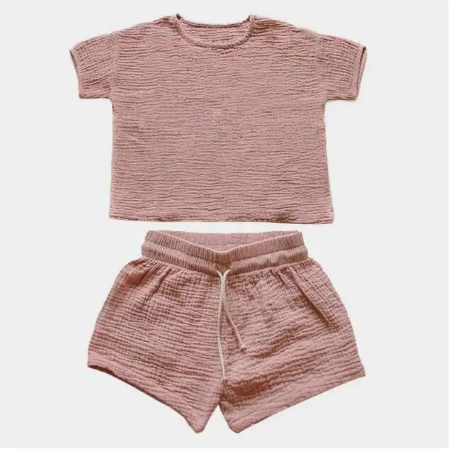 Fashion Children Girls Muslin Shirt and Shorts Set Casual Loose Shorts Sets for Kids Summer