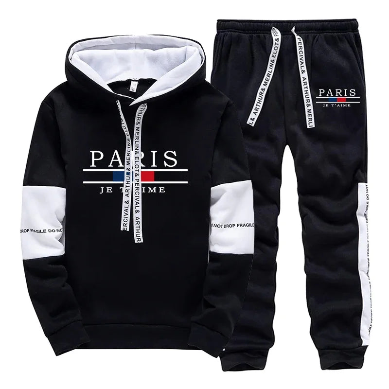 Fashion Mens Tracksuit Print Casual Sweatshirts Outdoors Sports Jogging Mens Clothing Single Piece Hoodie Pants Daily Streetwear