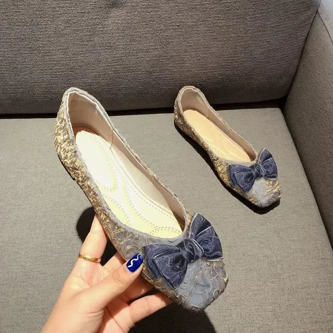Anti-slip With Heel Shoes for Women Elegant Party Slip-on Satin Discount Stylish Genuine Mark Spring Non 2025 Trend Woman Flats