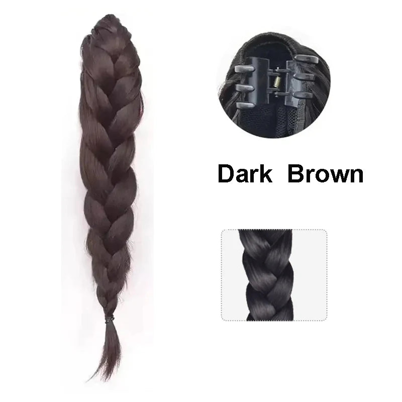 18Inch Synthetic Ponytail Hair Extensions Braided With Claw Clip Ponytail for Women