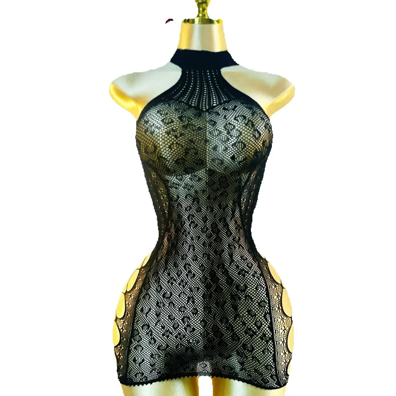 1PC Women Sexy Lingerie Sexy Fishnet Cover Up For Valentine's Day Without Bikini Hollow Out Bodycon Dress See DS033