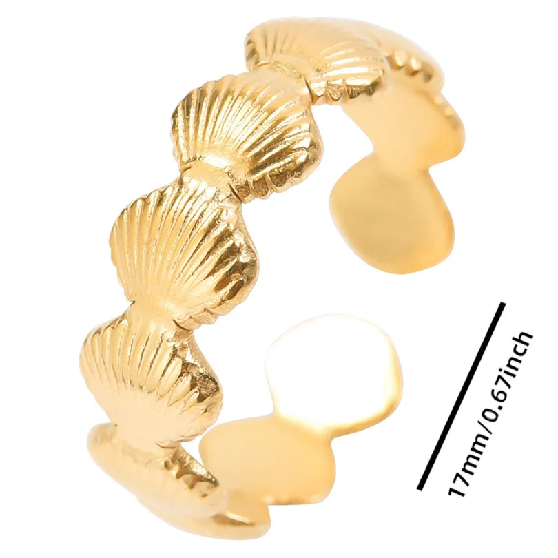 Fashion 5pcs/lot Marine Jewelry Sea Animals Conch Starfish Shell Rings Stainless Steel Rings Jellyfish Scallop Oceans Women Gift