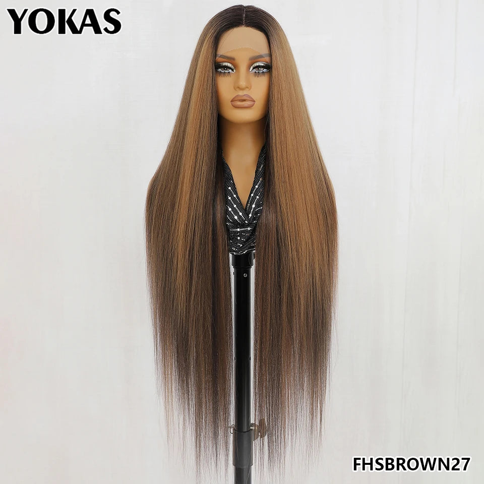 30 Inch Lace Frontal Wig Synthetic 13X6 Straight Hair Lace Wig For Afro Women High Temperture Fiber Blond Women Lace Frontal Wig