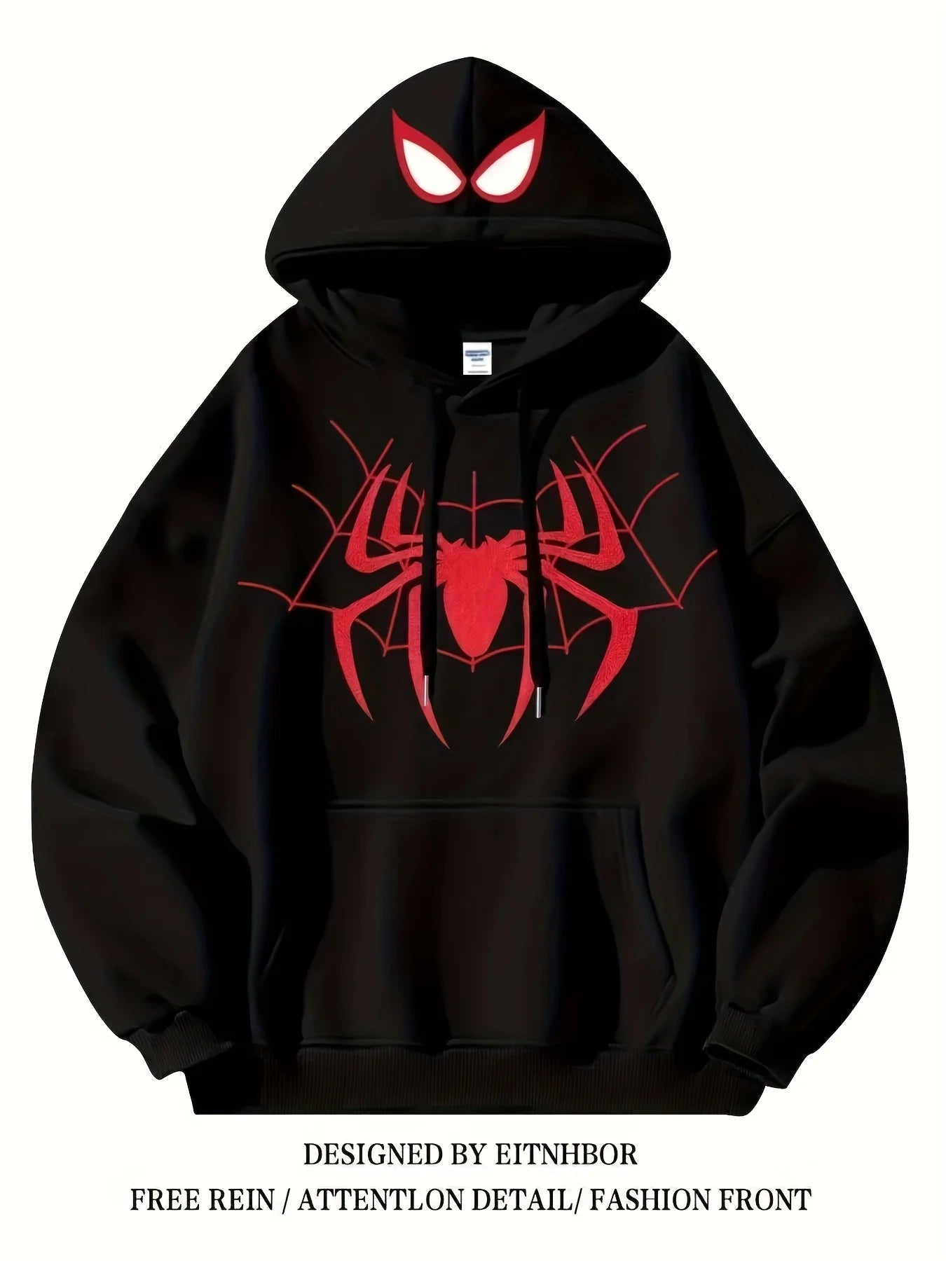 Spider Tide Cool Personality Print Men Women Hooded Sweatshirt Autumn Winter Daily Outdoor Holiday Casual Loose Warm Sportswear BAZAARHUBO