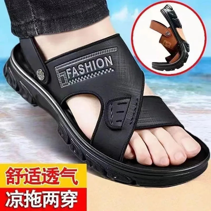 Men's sandals summer non-slip beach shoes casual wear cool slippers men's thick soles