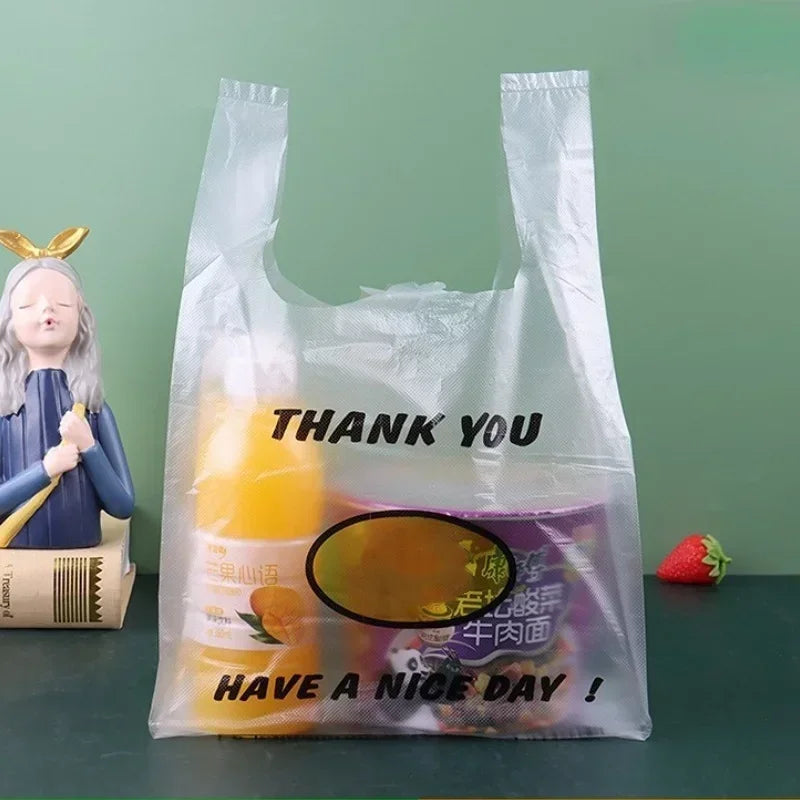 50 Pcs plastic Bag Tote Convenience Storeb Cartoon Gift with Bag Gift Bundle Retail Bags Shopping with Handles