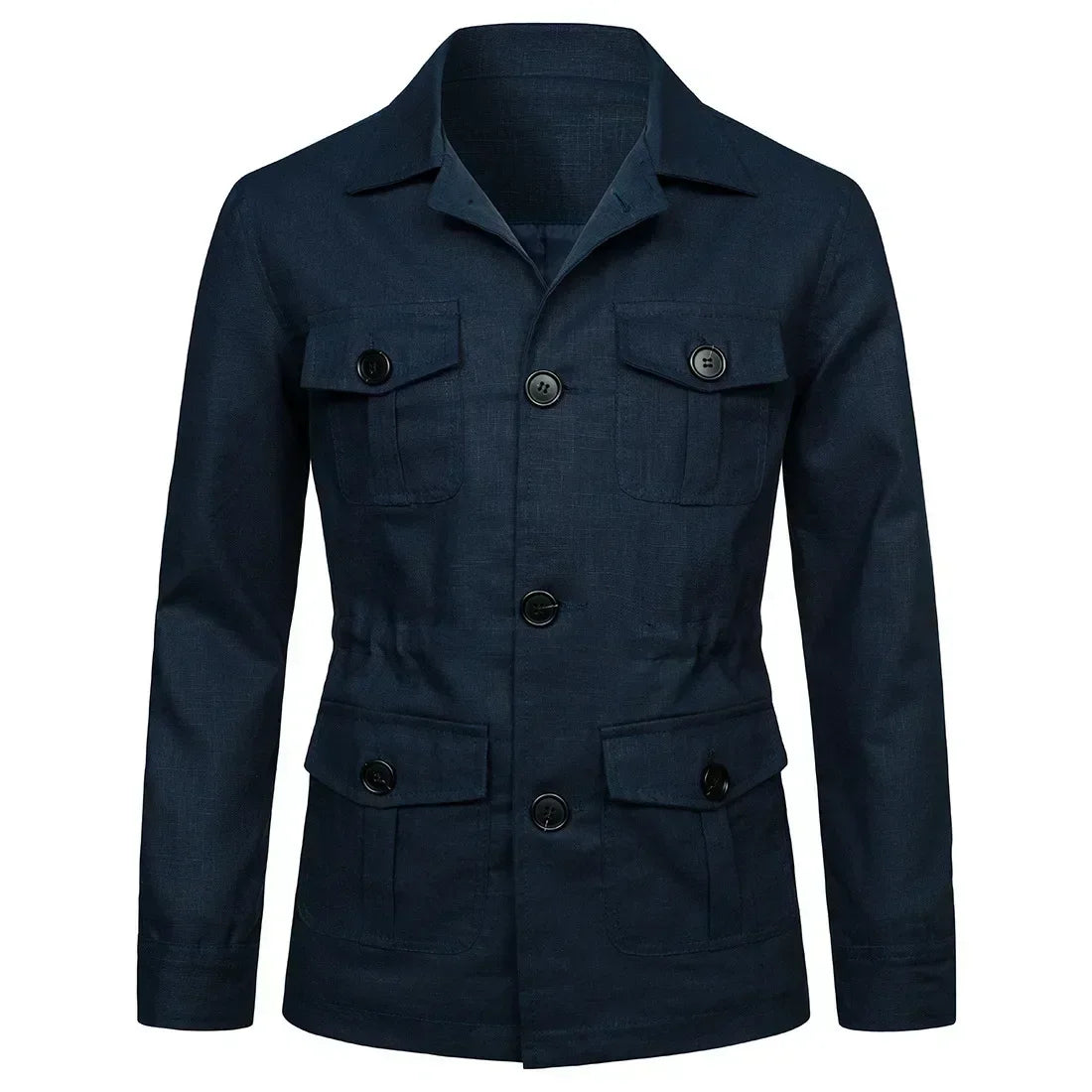 2026 British Style Men's Linen Safari Jackets Fashion Vintage Multi Pockets Cargo Jacket Streetwear Gentry Casual Outerwear Male