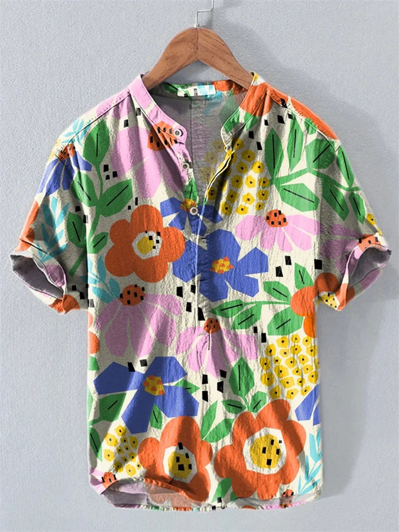 2025 Men's Short sleeved African Traditional Style Shirt Summer Hawaii Beach Street Decoration Body Holiday