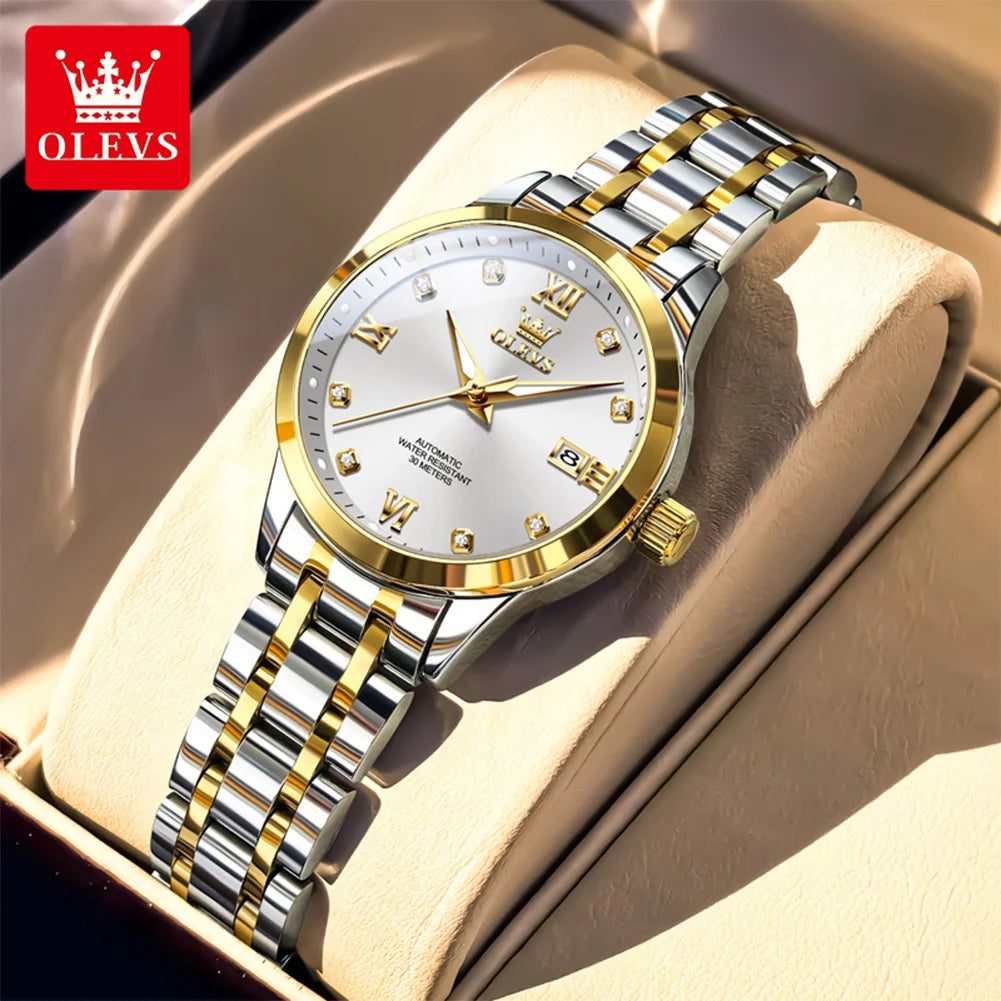OLEVS 9946 Automatic Woman Watch Fashion Simplicity Ladies Watches Auto Date Waterproof Luminous Women's Mechanical Wristwatches