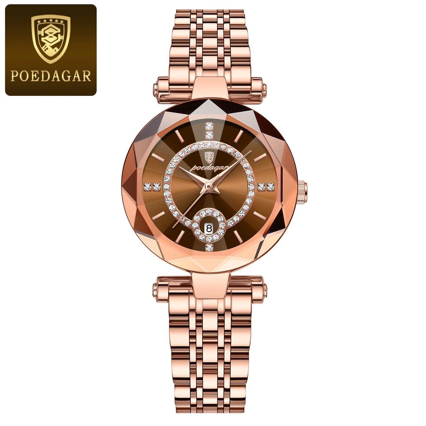 POEDAGAR Luxury Fashion Women Watches Waterproof Stainless Steel Date Diamond Ladies Watch High Quality Quartz Woman Wristwatch