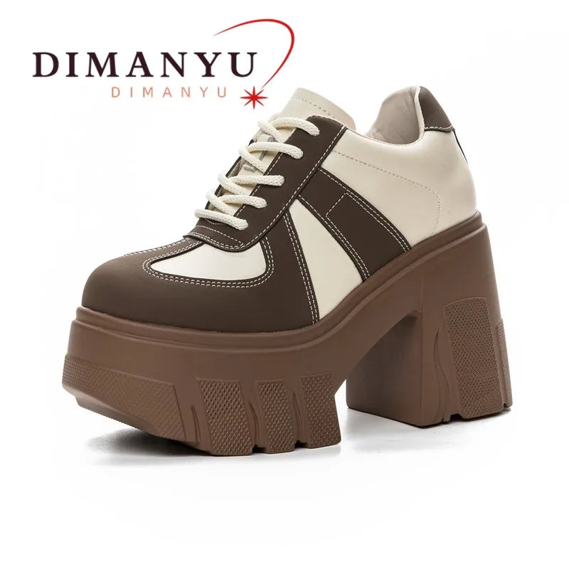 DIMANYU High heels Ladies Spring 2026 New 11cm Fashion Women's Shoes Platform Genuine Leather Lace-up Ladies Shoes
