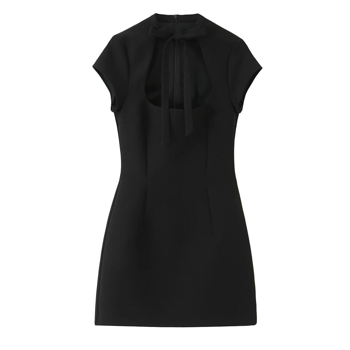 Fashion Polka Dot Mini Dress For Women 2026 Spring Summer Short Sleeve Lace Up Collar Party Dress Lady Bodycon Evening Vestidos