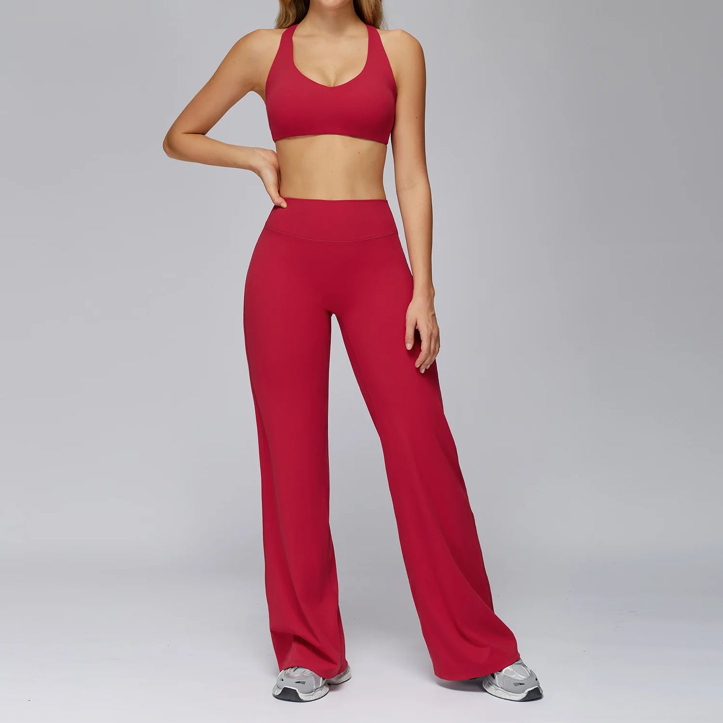 Yoga Set 2PCS Women Sportswear Workout Clothes Seamless Athletic Wear Gym Legging Fitness Bra Crop Top Long Sleeve Sports Suits
