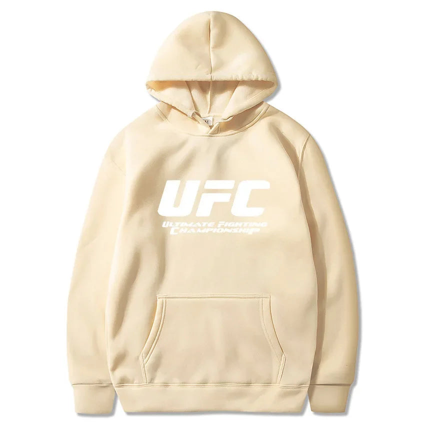 2026 New UFC Men's Hooded Sweatshirt Autumn Winter Polar Print Casual Sports Hooded Sweat BAZAARHUBO