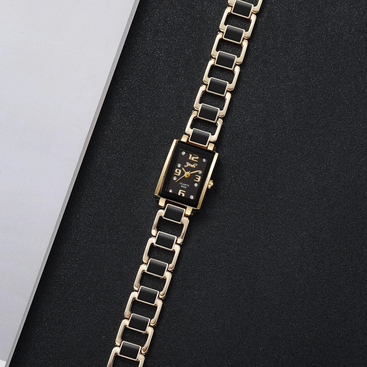 4PCS Elegant Square Women Watches Rhinestone Bracelets Set Fashion Ladies Quartz Wristwatch Clock Reloj Mujer(Without Box)