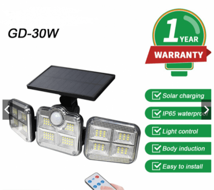 Solar Sensor Light GD-30Watt 3 Panel 108 LED
